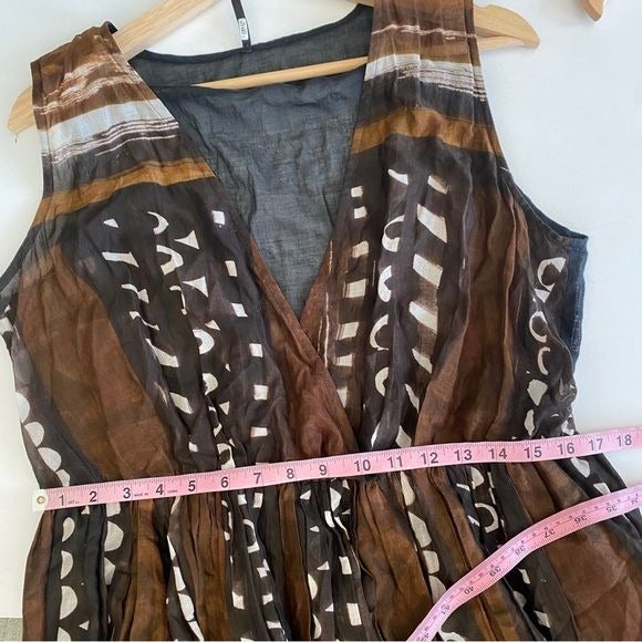 Liviana Conti || Cotton Gauzey Abstract Printer Dress Brown IT 46 US 10