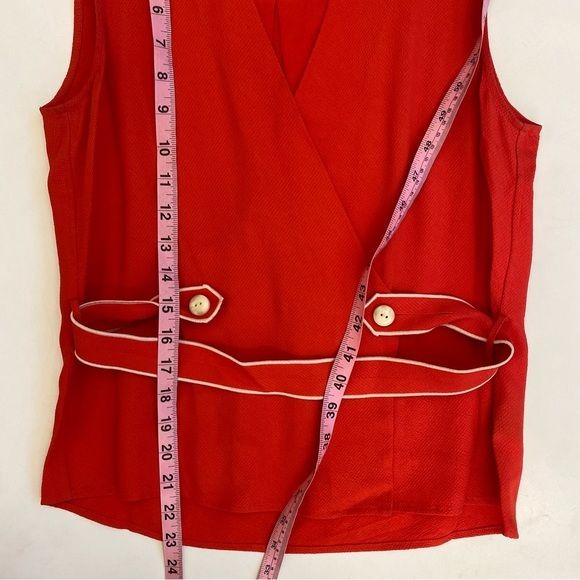 Rag & Bone || Tabitha Sleeveless Tab Top Blouse Red XS