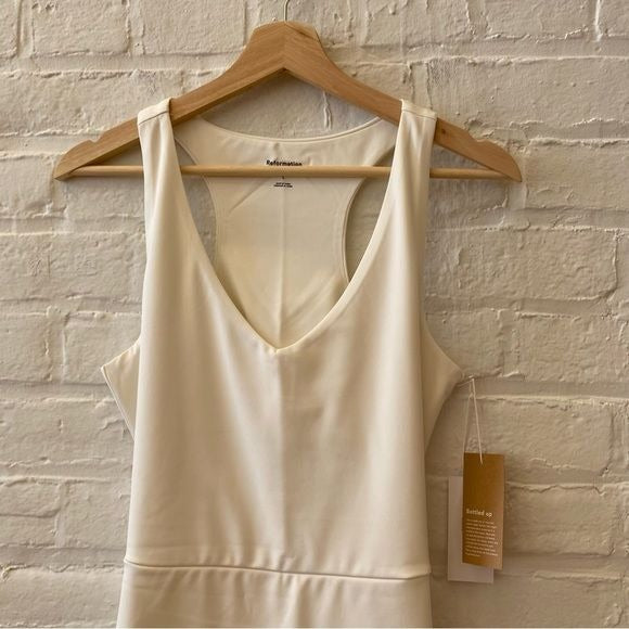 Reformation || Naomi Ecomove Active Dress Cutouts White L NWT