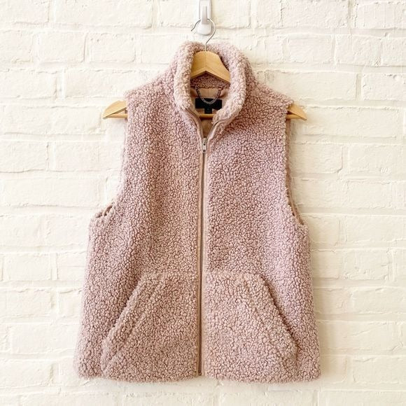 J.Crew || Teddy Sherpa Vest in Orchid Mist Lavender Purple Small