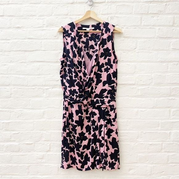 Diane Von Furstenberg || Daran Print Silk Faux Wrap Dress Floral Pink Print 8