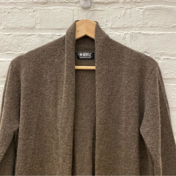 Beryll || Open Front Cashmere Cardigan Long Brown NWT OSFM