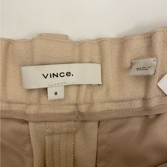 Vince. || Stretch Wool Tapered Trousers Pleated Ivory Cream Blush 8