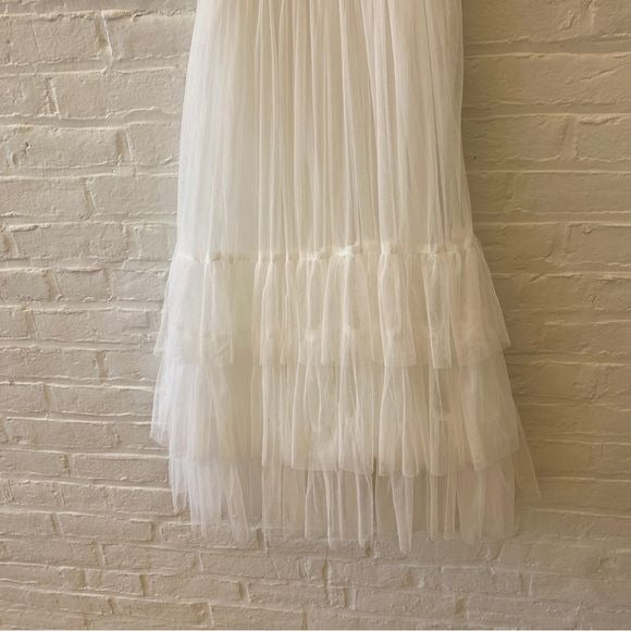 Showpo. || Jiraye Tulle Midi Dress Flutter Sleeve Bridal Tuelle White 4 NWT