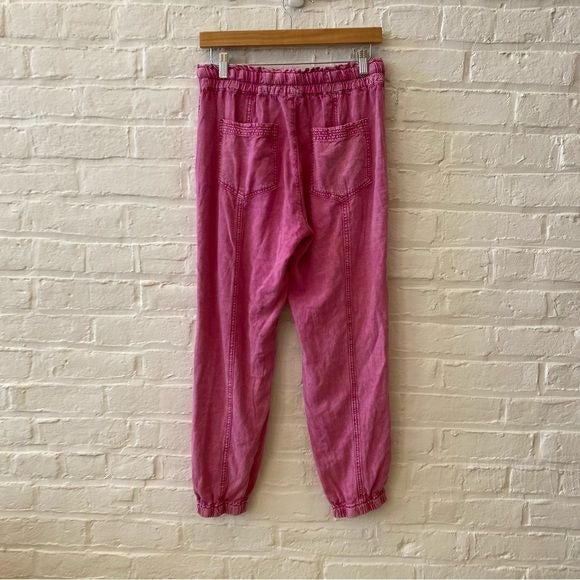 Anthropologie || Rhys Linen Blend Utility Jogger Pants Pink Small