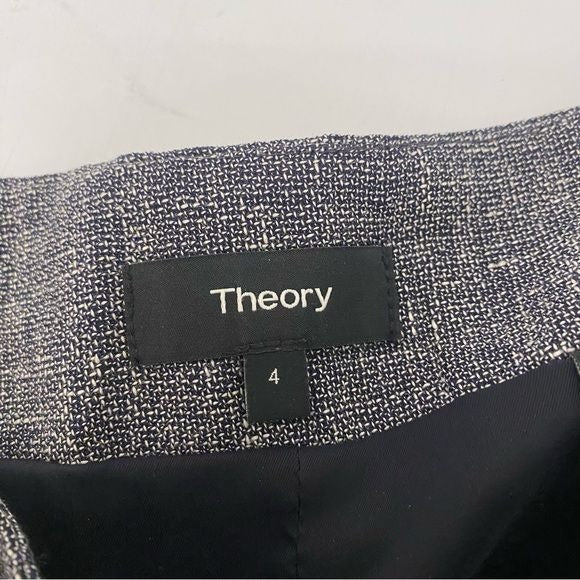 Theory || Stilla Brookview Will Linen Blend Mini Skirt Navy Gray 4