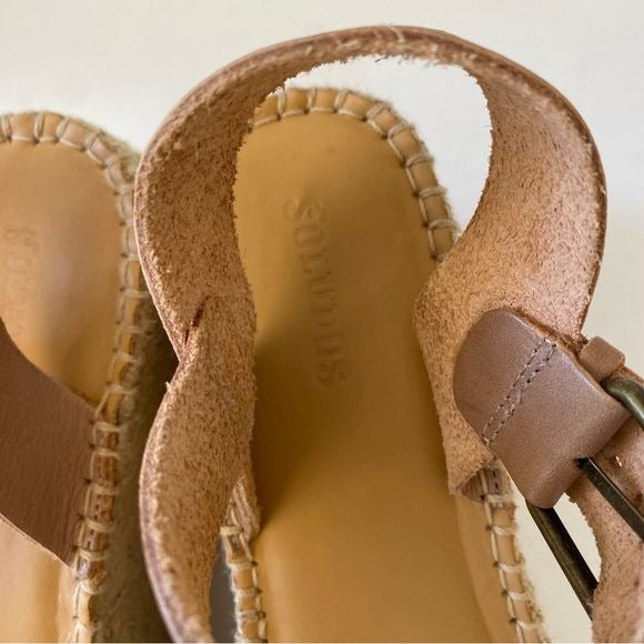 Soludos || Minorca High Platform Wedge Sandals Tan Beige  7.5