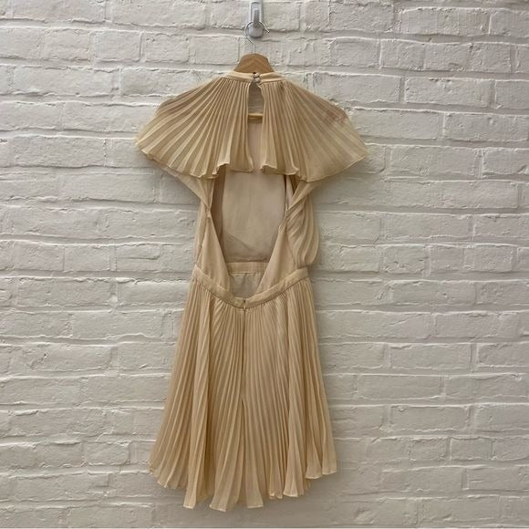 Keepsake the Label || Come Back Pleated Open Back Mini Dress Cream XS