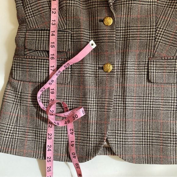 J. Crew || Plaid Wool Jacket Blazer Leather Elbow Patches 6 NWT