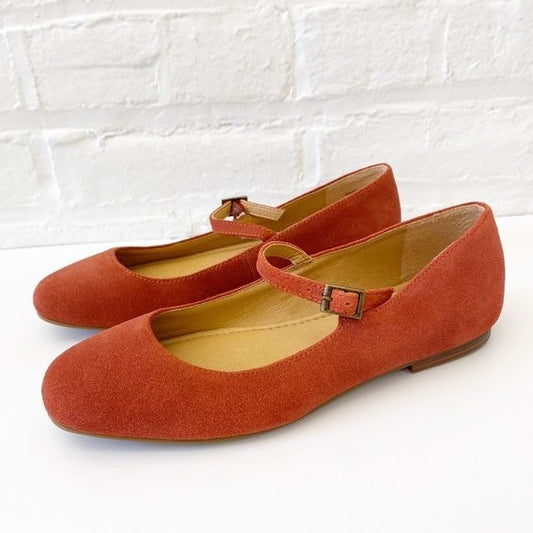 Crown Vintage || Sillani Mary Jane Flat Rust Red Suede 6