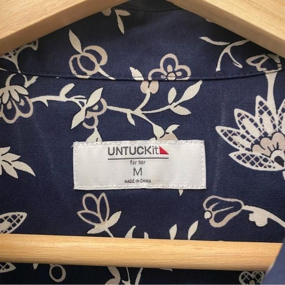 UNTUCKit || Demi Collared Shirt Dress Floral Navy Medium