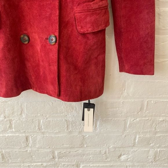 Anthropologie || Blank NYC Suede Leather Double Breasted Blazer Red XS NWT