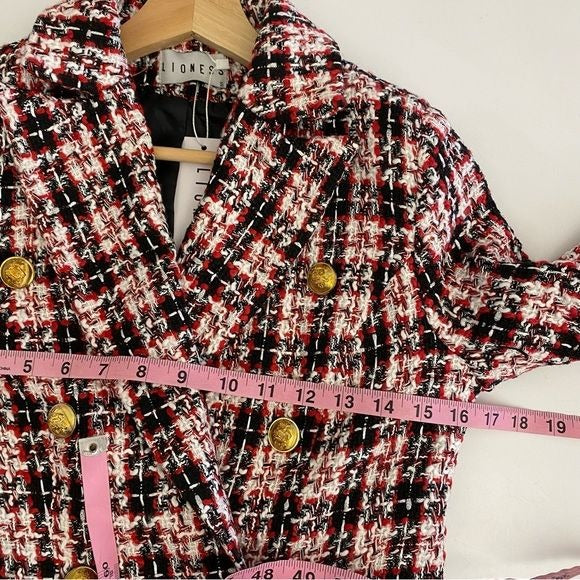 Lioness || Tartan Palermo Blazer Double Breasted Tweed Plaid Jacket Small NWT