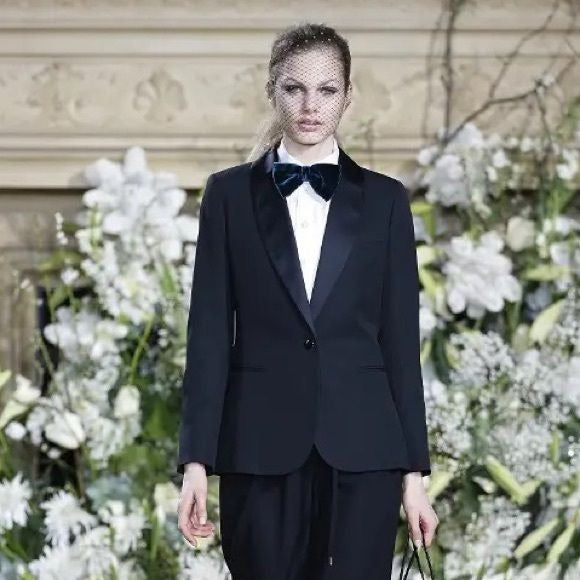 Vanessa Seward || Tuxedo Satin Lapel Blazer Black 38 6