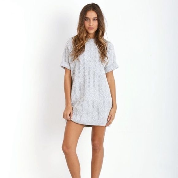 For Love and Lemons || Knitz Sweater Dress Snow Day Gray Small