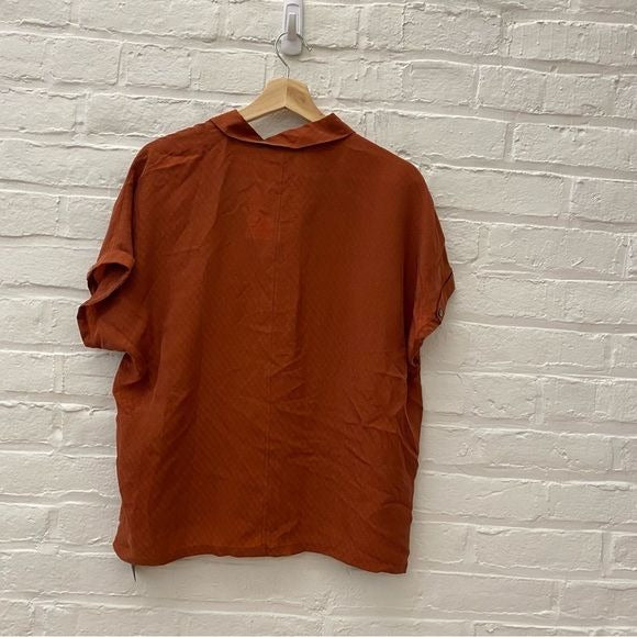 Hilton Hollis || Dobby Popover Top Cupro Paprika Red Orange XS NWT