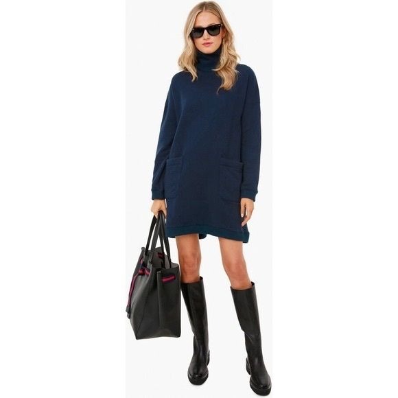 Tuckernuck || Pomander Place Porter High Neck Sweatshirt Dress Pockets Navy M