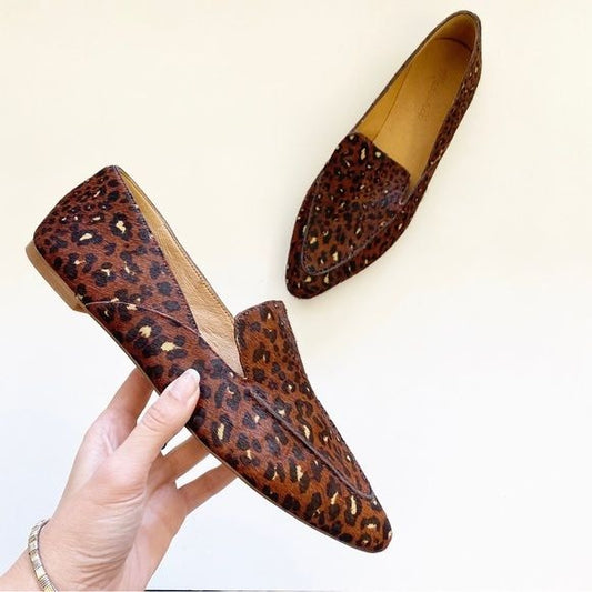 Madewell || Frances Skimmer Pointed Toe Flat Leopard Calf Hair Brown 9 NWOB