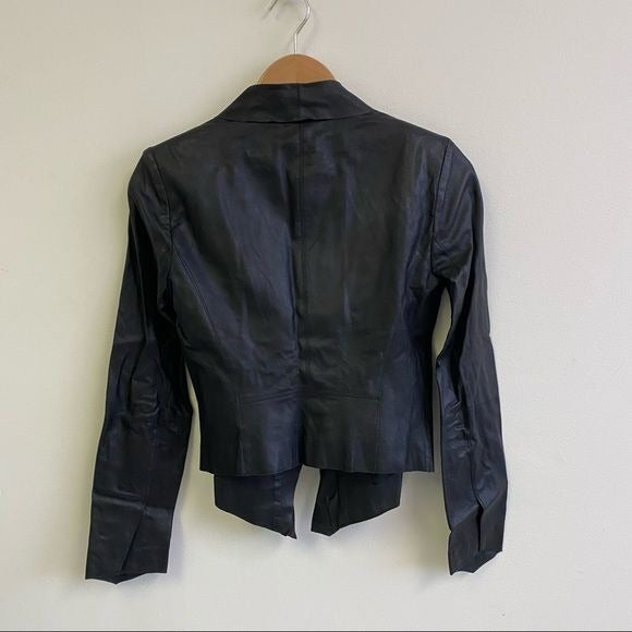 La Marque Collection || Zura Draped Leather Jacket Black 2