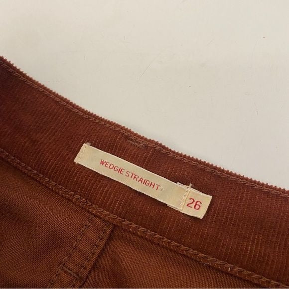 Levi's || Wedgie Straight Corduroy Pants Jeans Rust Orange Brown 26