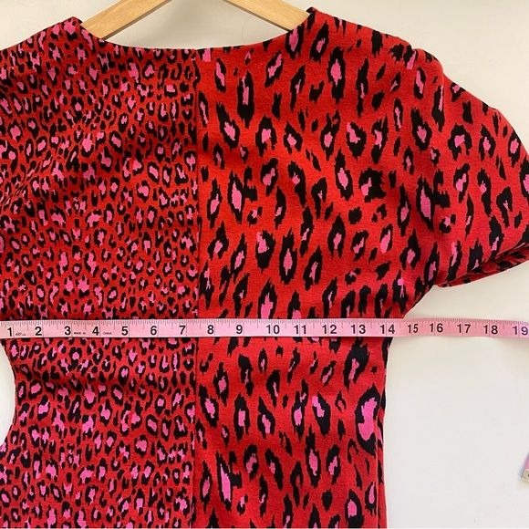 Anthropologie || Eva Franco Marika Wrap Top Pink Tigress Red Leopard XS