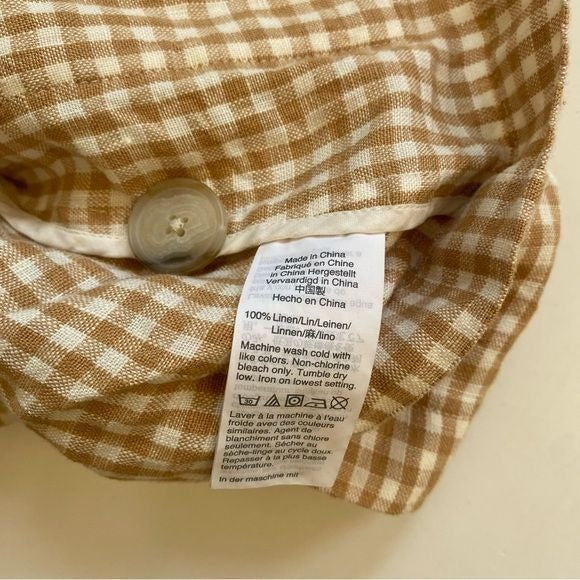 Madewell || Linen Dorset Gingham Check Blazer Tan XL