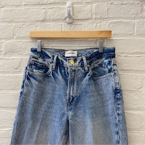 Frame || Le Piper Straight Leg Jeans Richlake Light Acid Wash Blue 26