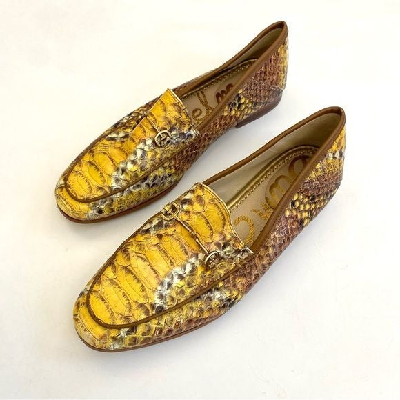 Sam Edelman || Loraine Reptile Snake Horsebit Loafers Flats Yellow Tan 7