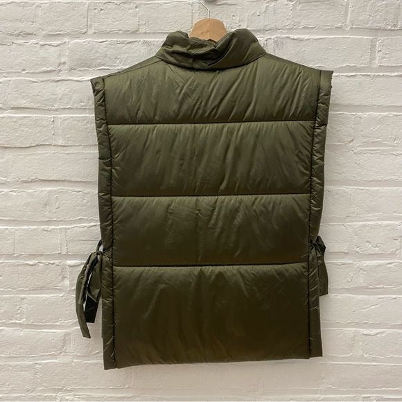 Anthropologie || Pilcro Packable Puffer Vest Tie Sides Olive Green OS