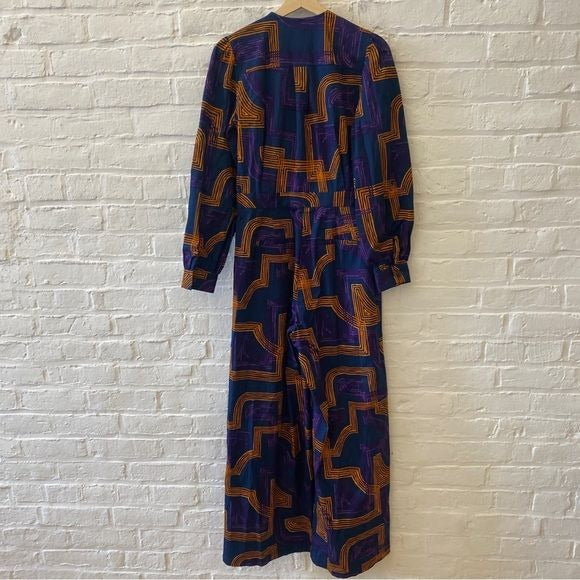 FRNCH || Rachelle Jackie Jumpsuit in Maze Abstract Pattern Orange Purple Blue S