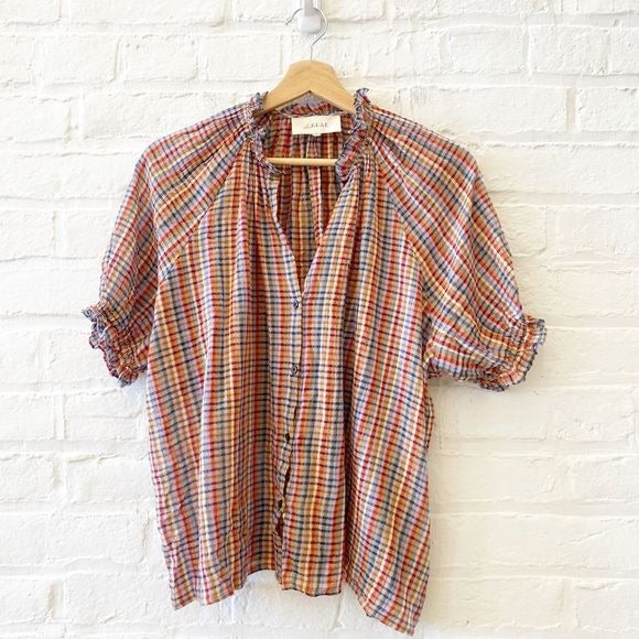 The Great. || Gather Top in Midsummer Plaid Size 1 US Small