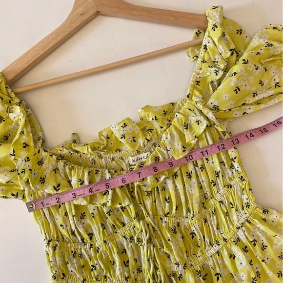 For Love and Lemons || Chrysanthemum Tie Front Blouse Top Floral Yellow Medium