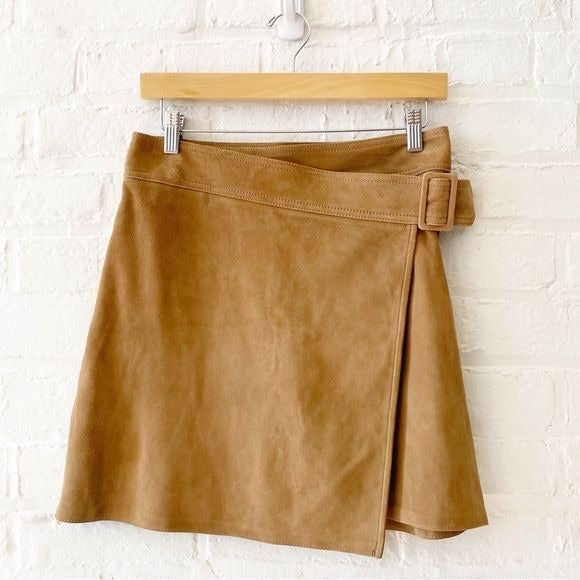 Vince. || Belted Suede Mini Skirt Tan Brown 2