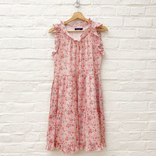 La Plage || Molly Dress in Sorbet Pink Floral Tiered Mini XS