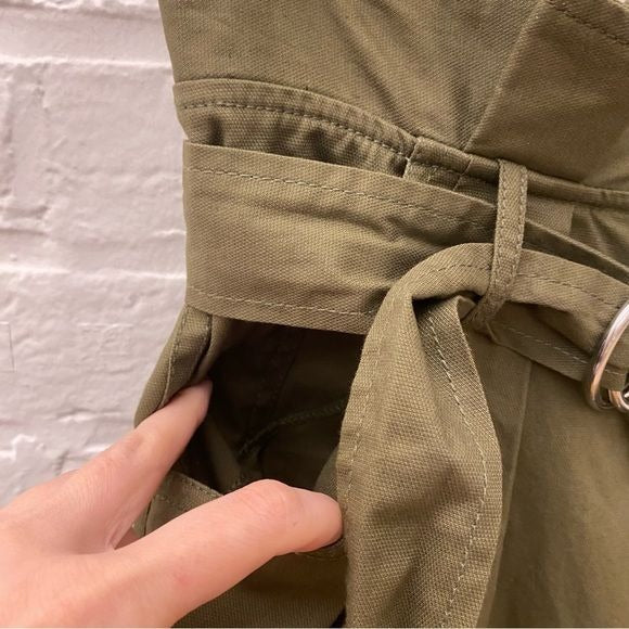 Marissa Webb || Dixon Twill Paperbag Shorts Belted Pleated Olive Army Green 4