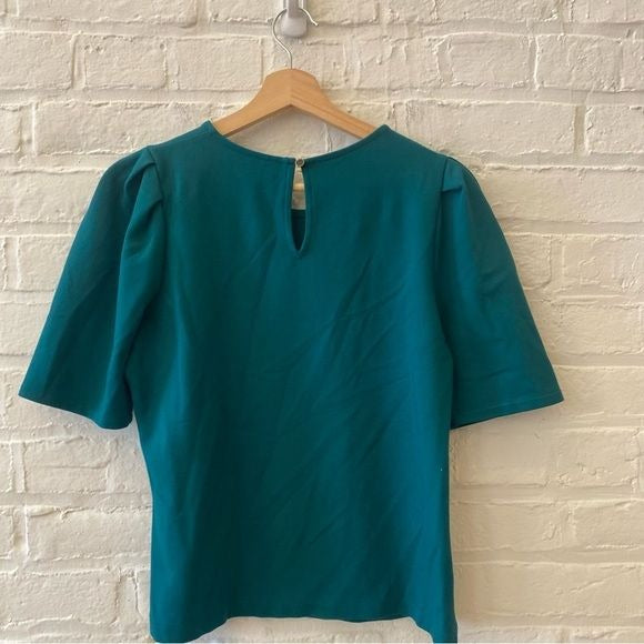 J. Crew || Puff Sleeve Ponte Knit Top Spicy Jade Green Small