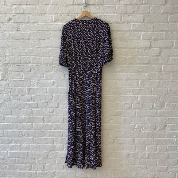 Karen Kane || Bias Puff Sleeve Dress in Daisy Floral Black Maxi XL