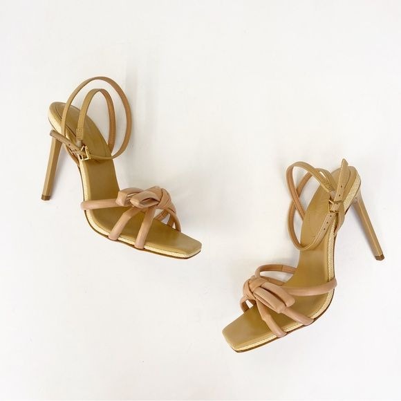 SCHUTZ || Blossom Leather Sandal Heels Tan Beige 7