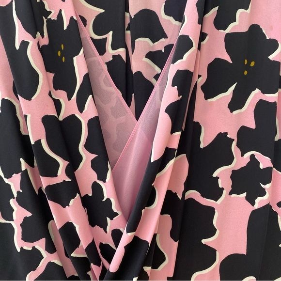 Diane Von Furstenberg || Daran Print Silk Faux Wrap Dress Floral Pink Print 8