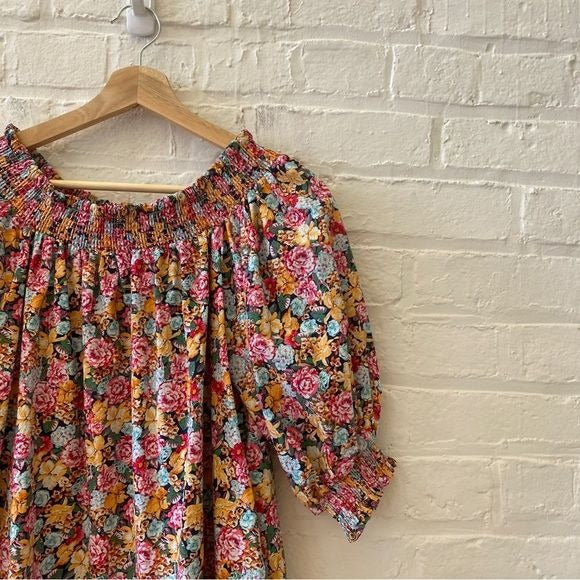 Anthropologie || Maeve Flounced Floral Smocked Mini Dress SP