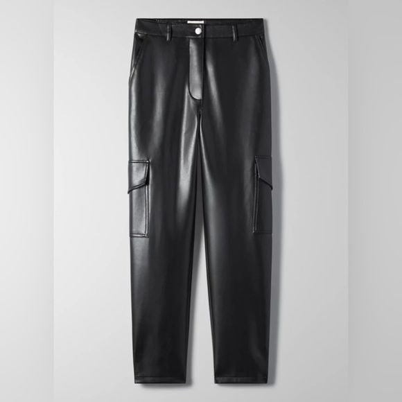 Aritzia || Wilfred Free Modern Cargo Pant Black Faux Leather 0