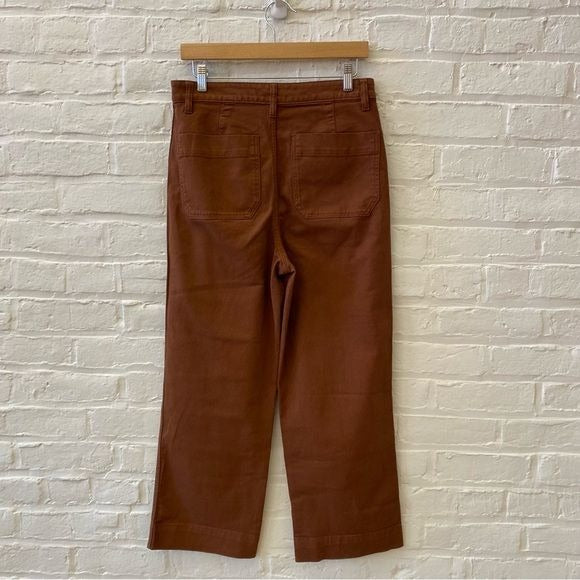 Quince || Cotton Twill Wide-Leg Crop Pants Rust Red Brown 29