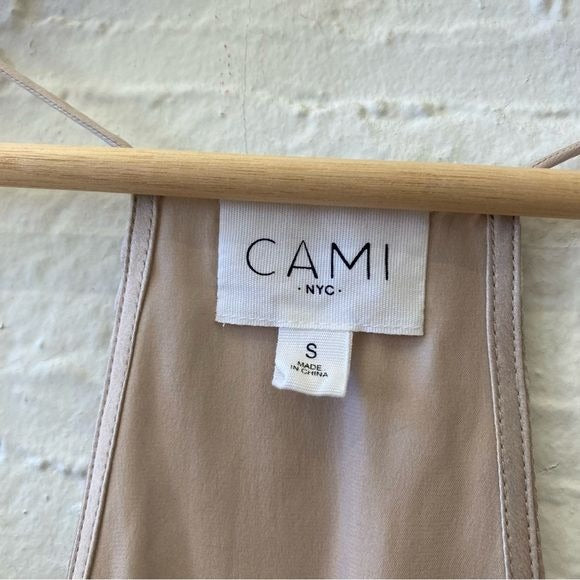 Cami NYC || Racer Tank Silk Charmeuse Lace Camisole Blush Beige Small