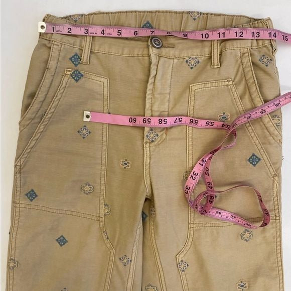 Anthropologie || Pilcro The Roamer Embroidered Khaki Chino Utility Pants Tan 26