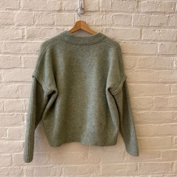 Madewell || Havener Pullover Sweater Cable Knit Boxy Green