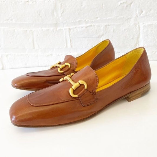 Mara Bini || Soft Leather Loafer with Bit Seta Coloniale Cognac Gold 37