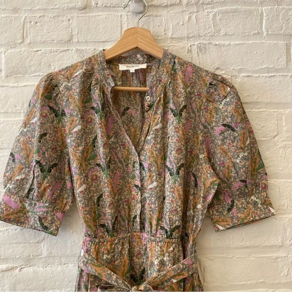 ba&sh || Jasmine Belted Botanical Shirt Dress 0 XS