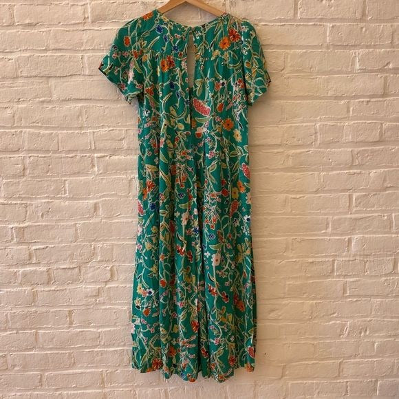 Anthropologie || Floreat Yardley Wide Leg Cropped Jumpsuit Green Floral XS