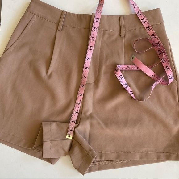 7 For All Mankind || High Waist Pleated Trouser Shorts Pink Tan 8