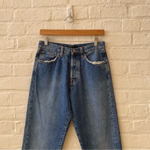 Made in Tomboy || High Rise Straight Leg Jeans Italian Denim Blue 29 NWT